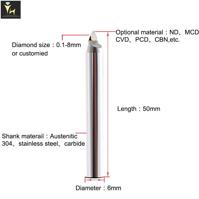 China 0.1mm Ball  6mm Shank Diamond End Mill Cutting Tools factory